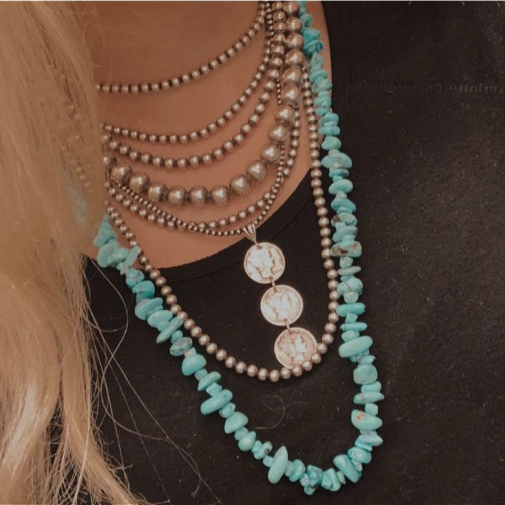 Vintage Turquoise and Bench Bead Necklace